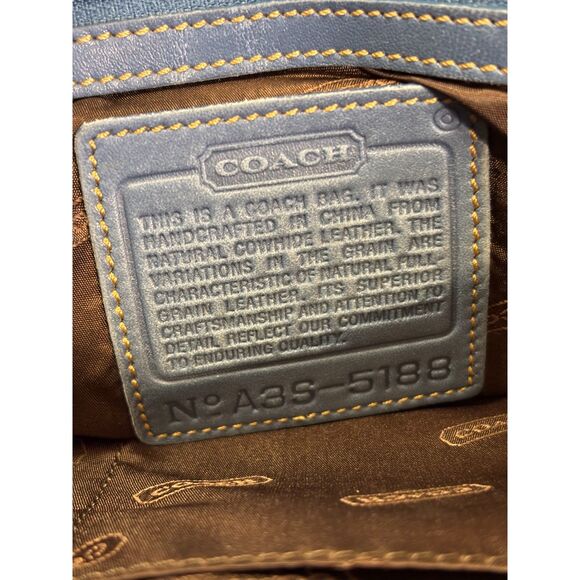 2003 Vintage Coach Leatherware Tote – Steel Blue & Cognac Leather - Picture 7 of 13